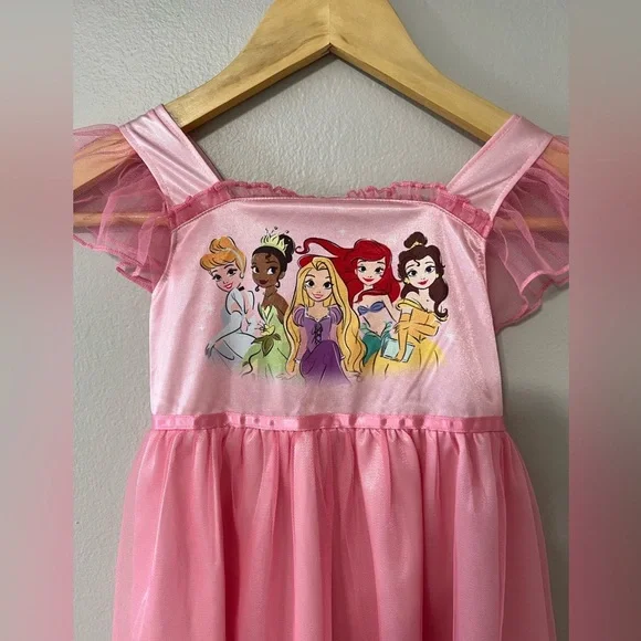 👑 Disney Princess Pink Tulle Dress Girls 5T NWOT Cinderella Belle Ariel - Picture 2 of 7